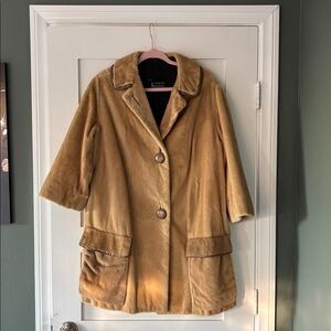 True 60s Vintage George Kaplan Faux Mouton Coat – Camel Plush 60s Mod Swing. XL.